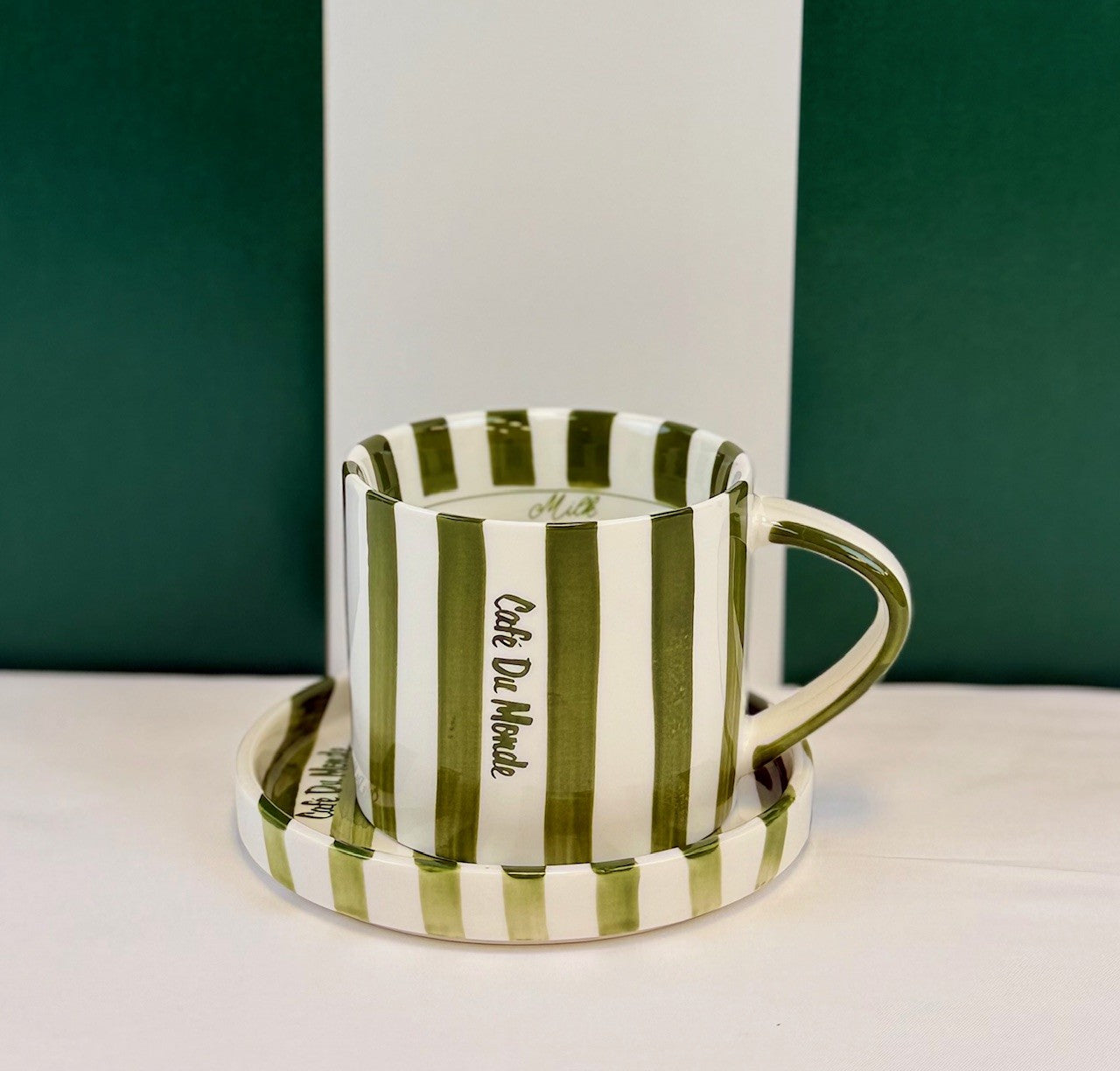 Green Stripe Cup &amp; Saucer